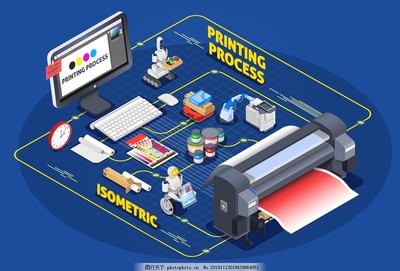 彩色印刷主題概念插畫